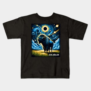 Bison Eclipse Adventure: Majestic Tee for Wildlife Enthusiasts Kids T-Shirt